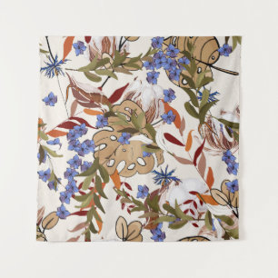 Tenture Fleurs pastel fleurissant lis de feuilles verts. R