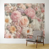 Tenture Fleurs Pastel Modèle Floral Rose Chic Usé (En situation (horizontale))