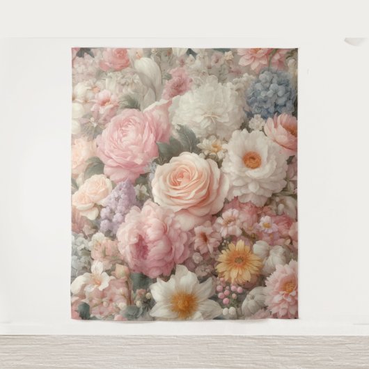 Tenture Fleurs Pastel Modèle Floral Rose Chic Usé (Devant)