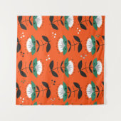 Tenture Fleurs rétro, feuille : motif sans soudure. (Devant (Horizontal))