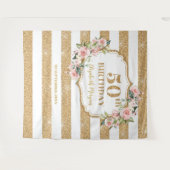 Tenture Fleurs rose poudré avec paillettins dorés 50e anni (Devant (Horizontal))