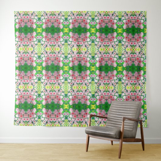 Tenture Fleurs roses (En situation (horizontale))