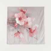 Tenture Fleurs roses, blanches et grises (Devant (Horizontal))