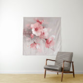 Tenture Fleurs roses, blanches et grises (En situation (horizontale))