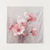 Tenture Fleurs roses, blanches et grises (Devant)