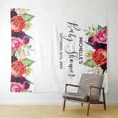 Tenture Fleurs roses de baby shower toile de fond de photo (En situation (horizontale))