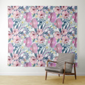 Tenture Fleurs roses et orchidée. (En situation (horizontale))