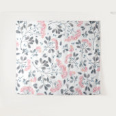 Tenture Fleurs roses Feuilles Grises Motif Fille Design (Devant (Horizontal))