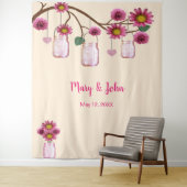 Tenture Fleurs roses Mason Jars Fond photo (En situation)