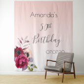 Tenture Fleurs roses or rose gold pour anniversaire nom (En situation)