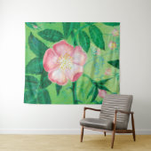 Tenture Fleurs roses sauvages (En situation (horizontale))