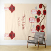 Tenture Fleurs rouges Mason Jars fond photo (En situation (horizontale))