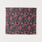 Tenture Fleurs rouges sur fond gris-noir. (Devant (Horizontal))