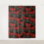 Tenture Fleurs rouges sur marron (Devant)