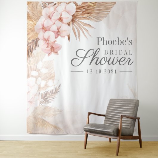 Tenture Fleurs rustiques de mariage avec herbe de Pampas (En situation)