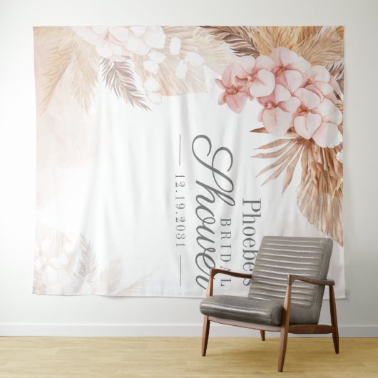 Tenture Fleurs rustiques de mariage Pampas Grass Tan (En situation (horizontale))