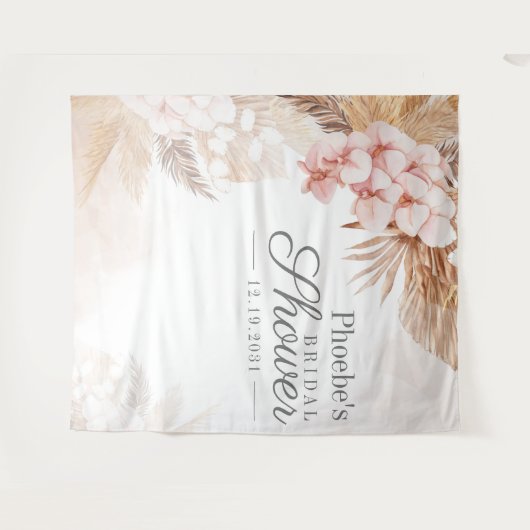 Tenture Fleurs rustiques de mariage Pampas Grass Tan (Devant (Horizontal))