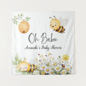 Tenture Fleurs Rustiques Fête de Naissance Oh Bébé Abeille (Devant)