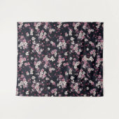 Tenture Fleurs Sakura Roses Noires, Design Motif, (Devant (Horizontal))