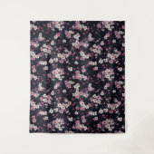 Tenture Fleurs Sakura Roses Noires, Design Motif, (Devant)