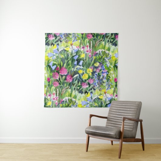 Tenture Fleurs sauvages aquarelle (En situation)