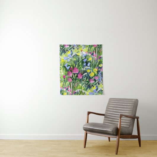 Tenture Fleurs sauvages aquarelle (En situation)