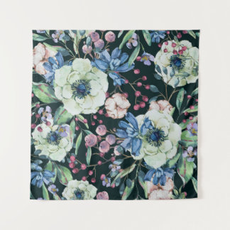 Tenture Fleurs sauvages d'anémone : motif vintage à l'aqua