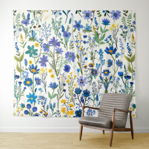 Tenture Fleurs sauvages de Jardin Bleu Rustique