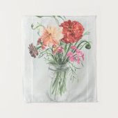 Tenture Fleurs sauvages d'été - Rose & Rouge (Devant)