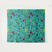 Tenture Fleurs sauvages et papillons de nuit sur turquoise (Devant (Horizontal))