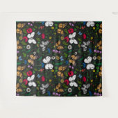 Tenture Fleurs sauvages et papillons sur le noir (Devant (Horizontal))