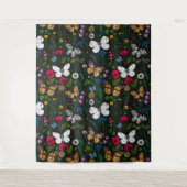 Tenture Fleurs sauvages et papillons sur le noir (Devant)