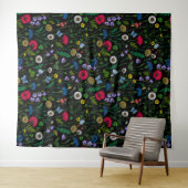 Tenture Fleurs sauvages sur fond noir (En situation (horizontale))