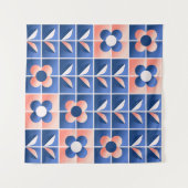 Tenture Fleurs stylisées rétro : motif en mosaïque. (Devant (Horizontal))