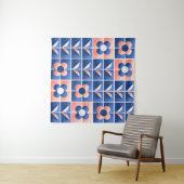 Tenture Fleurs stylisées rétro : motif en mosaïque. (En situation (horizontale))