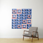 Tenture Fleurs stylisées rétro : motif en mosaïque. (En situation)