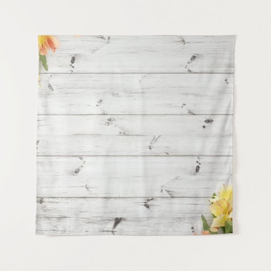 Tenture Fleurs sur planches en bois, arrière - plan. (Devant)