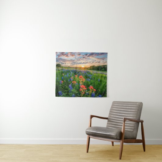 Tenture Fleurs | Texas Bluebonnets & Indian Paintbrush (En situation (horizontale))