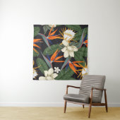 Tenture Fleurs tropicales, arrière - plan foncé, sans cout (En situation (horizontale))