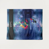 Tenture Fleurs tropicales, colibri, papillon et étoiles (Devant (Horizontal))