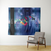 Tenture Fleurs tropicales, colibri, papillon et étoiles (En situation (horizontale))