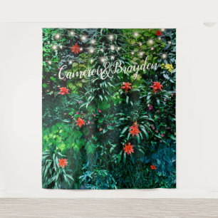 Tenture Fleurs Tropicales Lumières Mariage Fête Fond
