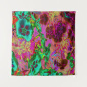 Tenture Fleurs vert émeraude psychédélique Trippy (Devant)