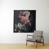 Tenture Fleurs vintages. Peines, tulipes, lis, hydrangée (En situation (horizontale))