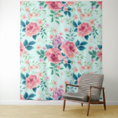 Tenture Fleurs vintages rose et violet motif (En situation)