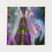 Tenture Fleurs violettes Lune et reflet du lac (Devant (Horizontal))