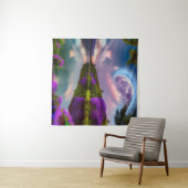 Tenture Fleurs violettes Lune et reflet du lac (En situation (horizontale))