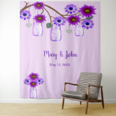 Tenture Fleurs violettes Mason Jars fond photo (En situation)