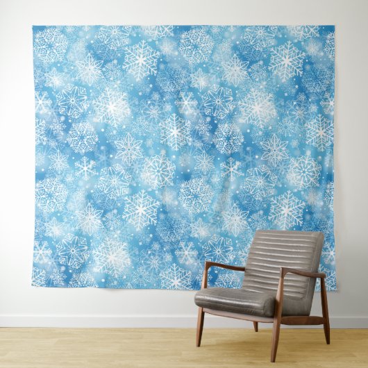 Tenture Flocon de neige bleu (En situation (horizontale))