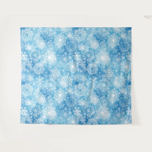 Tenture Flocon de neige bleu (Devant (Horizontal))